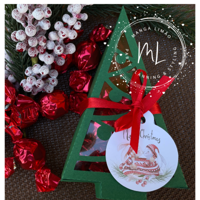 Caixa Árvore de Natal com 8 Bombons Praliné – Lembrança de Natal