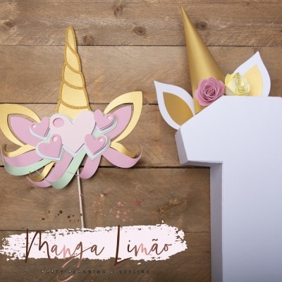 Número + topo de bolo unicórnio