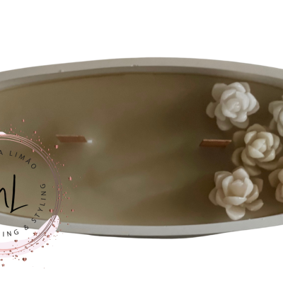 Vela artesanal em taça oval