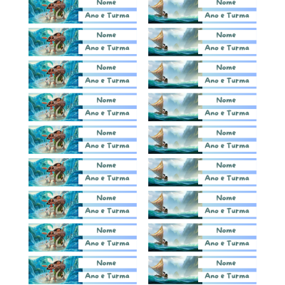 Etiquetas Escolares Vaiana Personalizadas