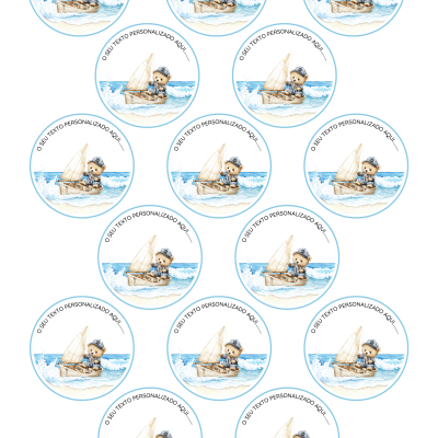 Etiquetas Digitais Tema Urso | Marinheiro