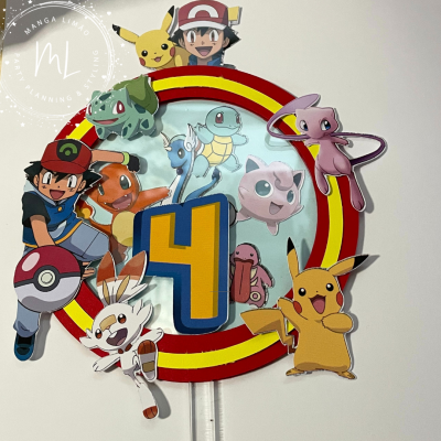 Topo bolo Pokémon personalizável