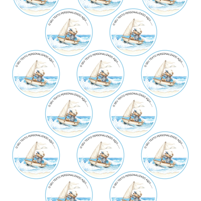 Etiquetas Digitais Tema Urso | Marinheiro