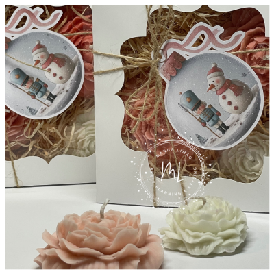 Caixa com 3 Velas Florais Rosa & Branco - Natal Fora do Comum