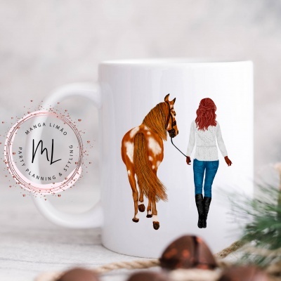 Caneca Cavaleira com seu cavalo