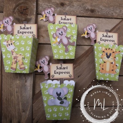 Copo Pipocas Festa Safari / Selva Pack 8 unidades