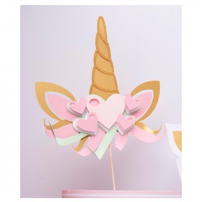 Número + topo de bolo unicórnio