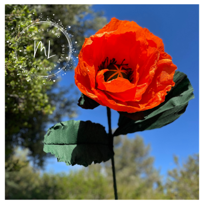 Papoila Gigante de Papel (cor-de-laranja )