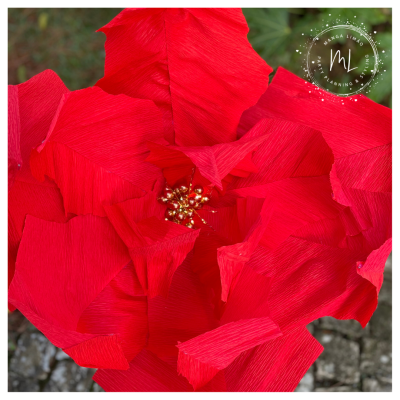Flor de Natal / Poinsétia em Papel Gigante com Luz – 40cm