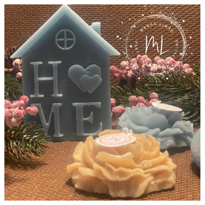 Pack 4 Velas Artesanais Aromáticas | Tons Azul e Creme | Presente de Natal