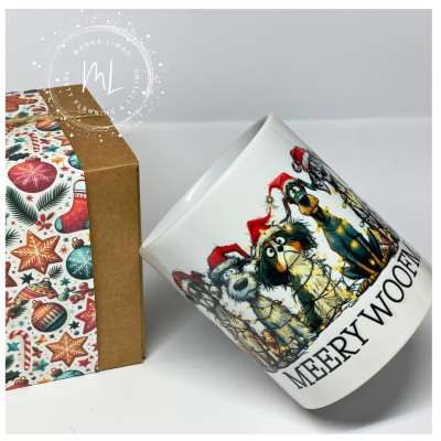 Caneca “Merry Woofmas” – Cães Divertidos de Natal 300ml