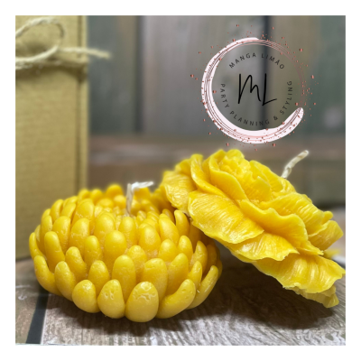 Velas Artesanais em Forma de Flor com Aroma de Limão - Exclusivas e Personalizáveis