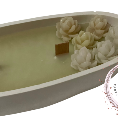 Vela artesanal em taça oval