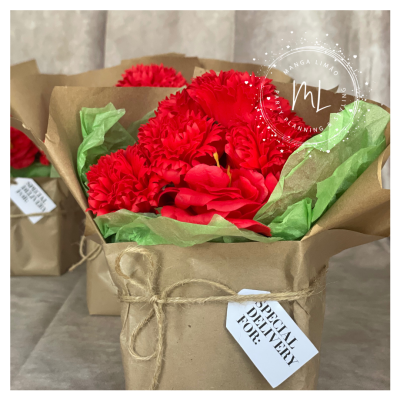 Bouquet de flores de sabão - Vermelho