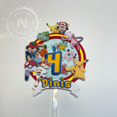 Topo bolo Pokémon personalizável
