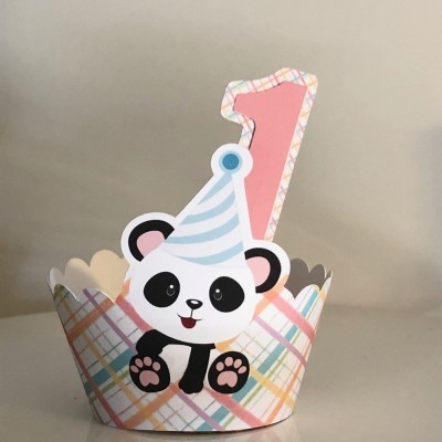 Cintas para Bolos e Cupcakes Panda + número