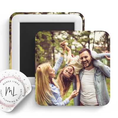 Quadrados magnéticos com foto de família e autocolante branco redondo MANGA LIMÃO