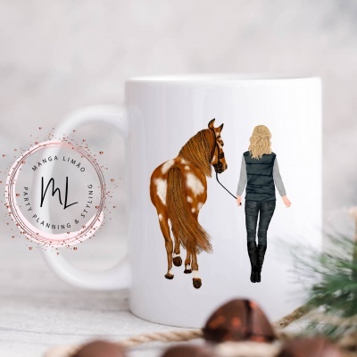 Caneca Cavaleira com seu cavalo