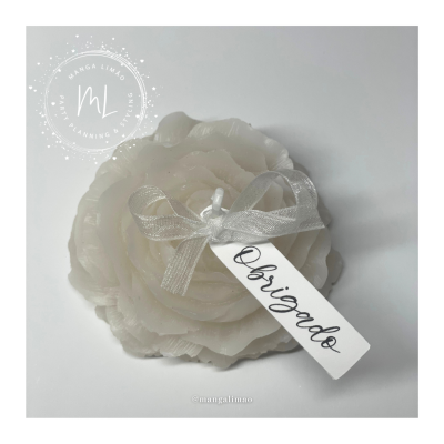 Vela Flor Decorativa com Tag