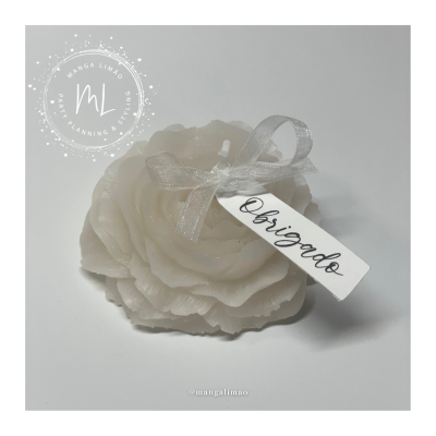 Vela Flor Decorativa com Tag