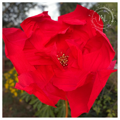 Flor de Natal / Poinsétia em Papel Gigante com Luz – 40cm