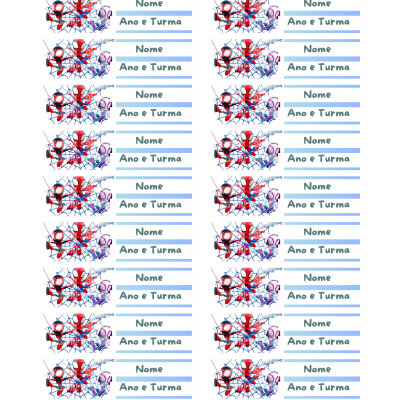 Etiquetas Escolares Spidey Personalizadas