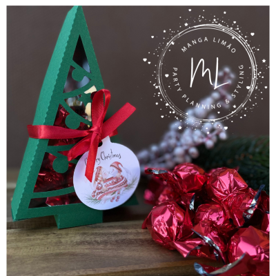 Caixa Árvore de Natal com 8 Bombons Praliné – Lembrança de Natal