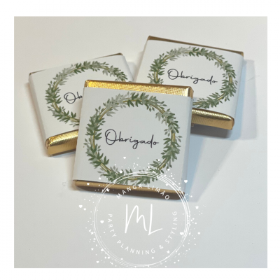 Pack 100 Napolitanas 'Obrigado' - Oferta cesto ráfia