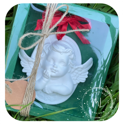 Medalha anjo em gesso perfumado