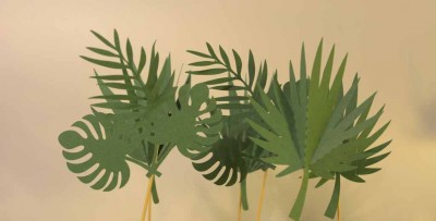 Conjunto de 6 Mini topo de bolo folhas de palmeira