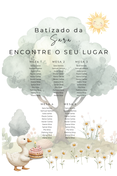 Plano de Mesa - Formato Digital Personalizado