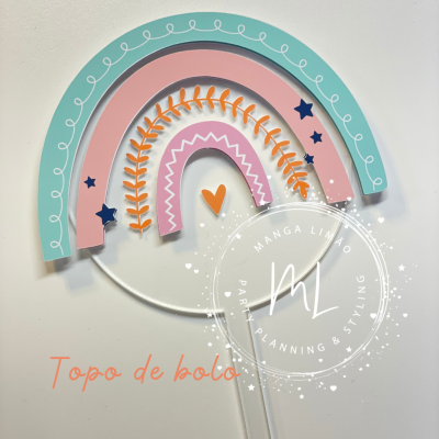 Topo de bolo arco iris