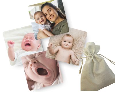 Pack de 4 Ímanes Quadrados Personalizados (5x5 cm) em Bolsa de Algodão