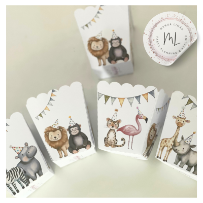 🌿 Copos para Pipocas – Festa Animais da Selva 🦓🦁🐵 🌿 Copos para Pipocas – Festa Animais da Selva 🦓🦁🐵