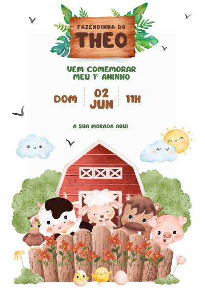 Convite digital para Primeiro Aniversário