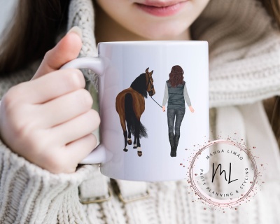 Caneca Cavaleira com seu cavalo