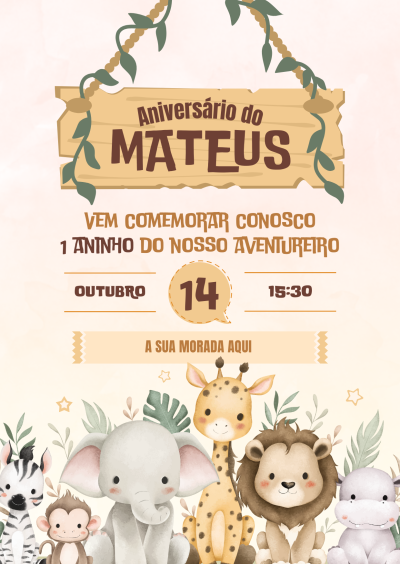 Convite digital para Primeiro Aniversário