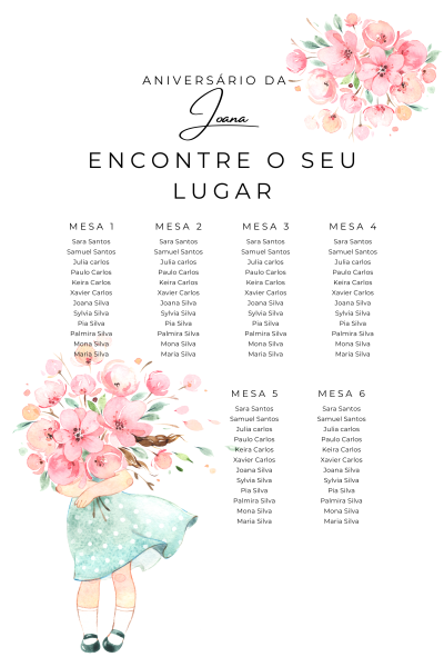 Plano de Mesa - Formato Digital Personalizado