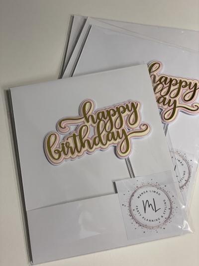 Topo de Bolo Happy Birthday