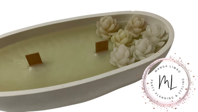 Vela artesanal em taça oval