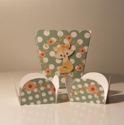 Conjunto Copos de pipocas + Forma brigadeiro Raposa
