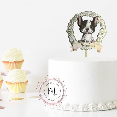 Topo de Bolo Boston Terrier