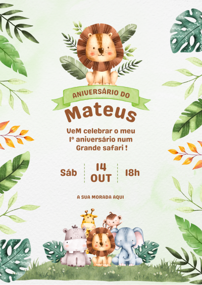Convite digital para Primeiro Aniversário