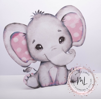 Elefante 2D cor de Rosa