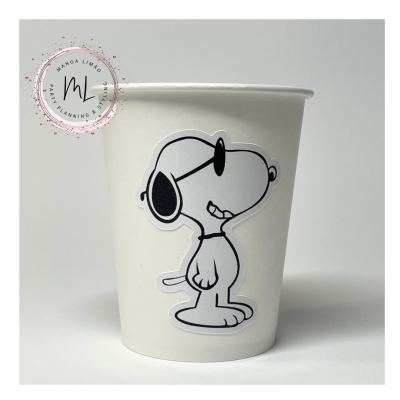 Pack com 10 Copos de Papel Personalizados Tema Snoopy – Exclusivo Manga Limão