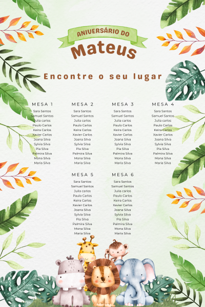 Plano de Mesa - Formato Digital Personalizado