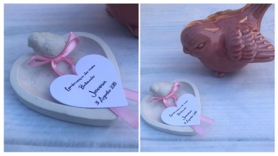 Prato Coração com Passarinho