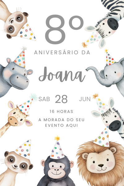 Convite digital 2 a 10 anos