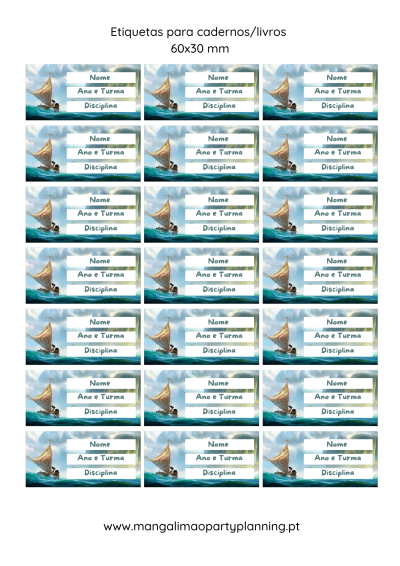 Etiquetas Escolares Vaiana Personalizadas
