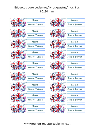 Etiquetas Escolares Spidey Personalizadas